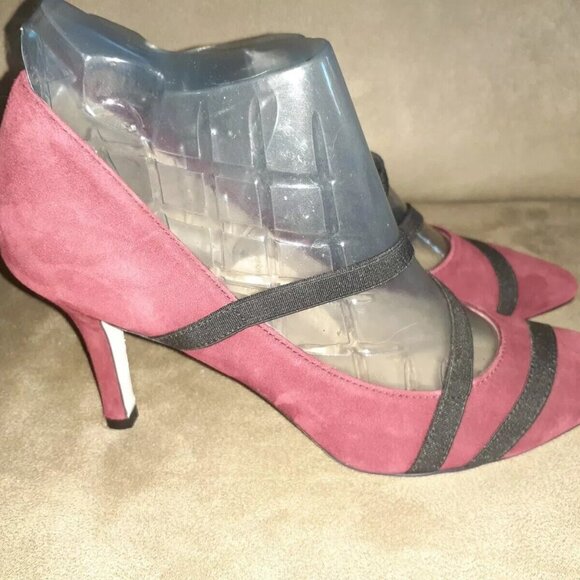 RON WHITE-MERLINDA-Aubergine (Burgundy Red) Cashmere Suede Pumps-NEW-Size 35.5 - Picture 6 of 6